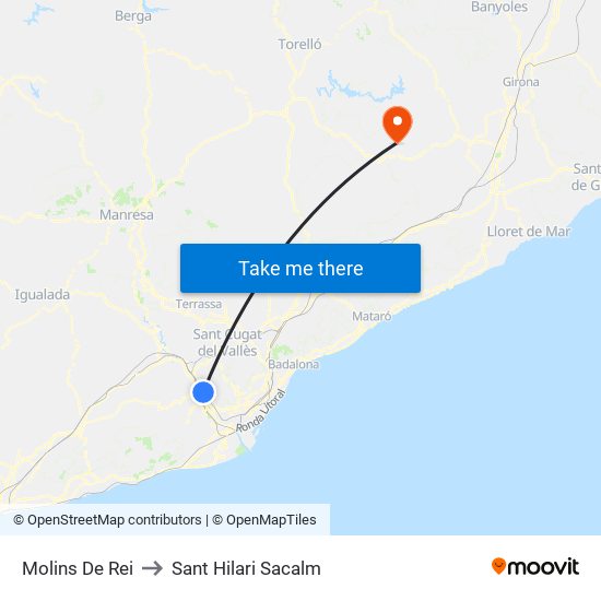 Molins De Rei to Sant Hilari Sacalm map