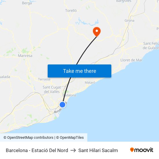 Barcelona - Estació Del Nord to Sant Hilari Sacalm map