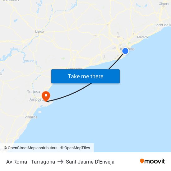 Av Roma - Tarragona to Sant Jaume D'Enveja map