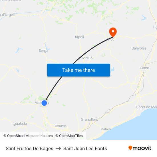 Sant Fruitós De Bages to Sant Joan Les Fonts map