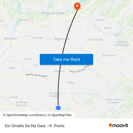 Els Omells De Na Gaia to Ponts map