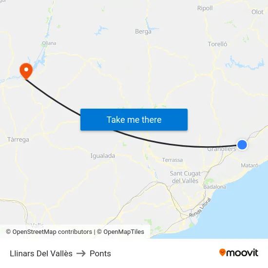 Llinars Del Vallès to Ponts map