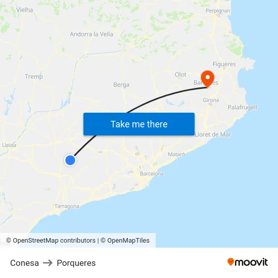 Conesa to Porqueres map