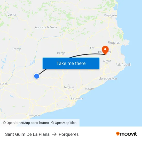 Sant Guim De La Plana to Porqueres map