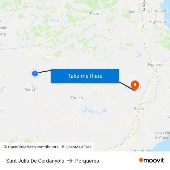 Sant Julià De Cerdanyola to Porqueres map