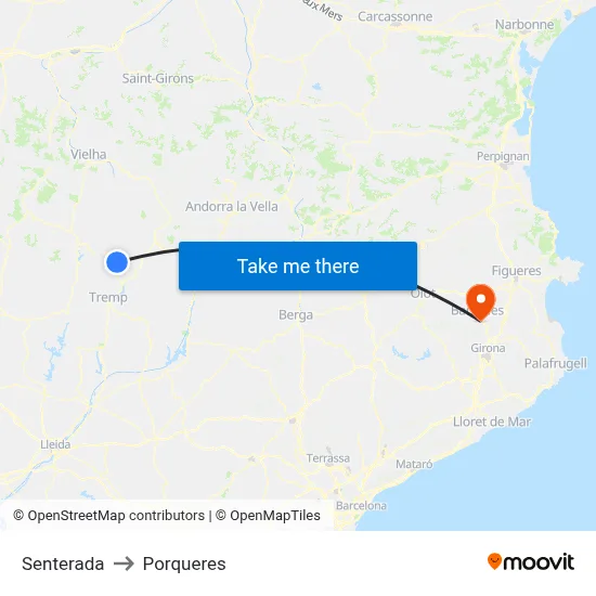 Senterada to Porqueres map