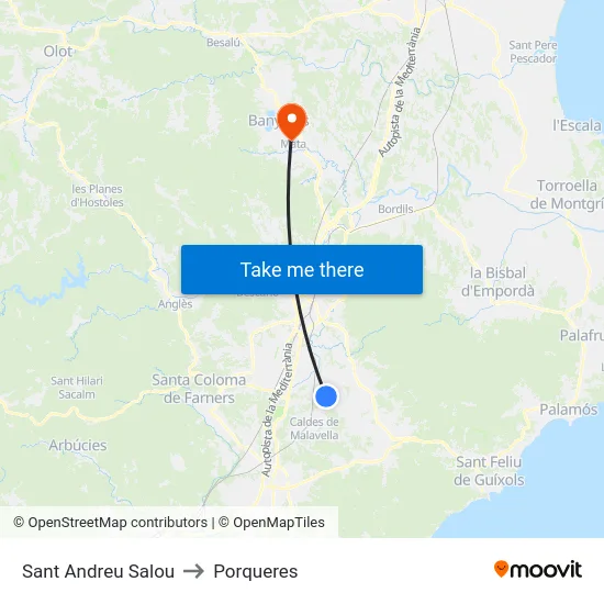 Sant Andreu Salou to Porqueres map