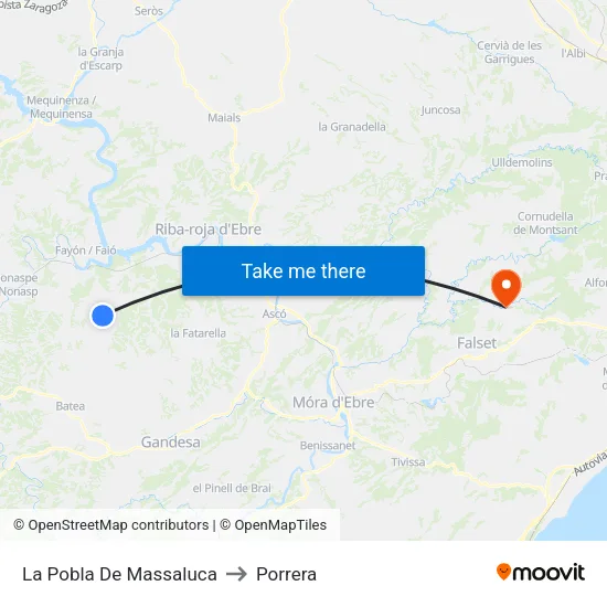 La Pobla De Massaluca to Porrera map