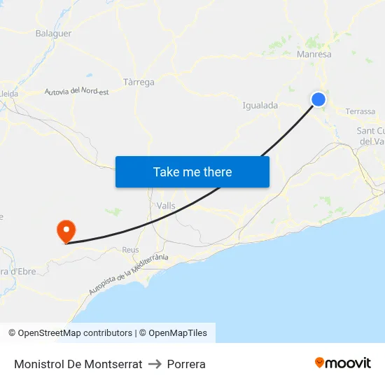 Monistrol De Montserrat to Porrera map
