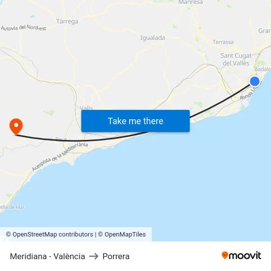Meridiana - València to Porrera map
