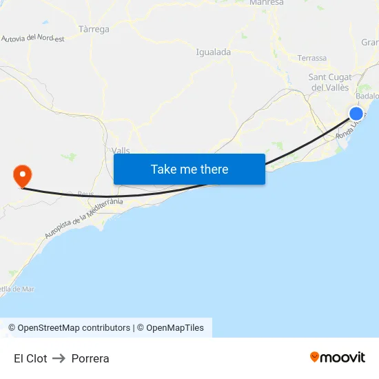 El Clot to Porrera map