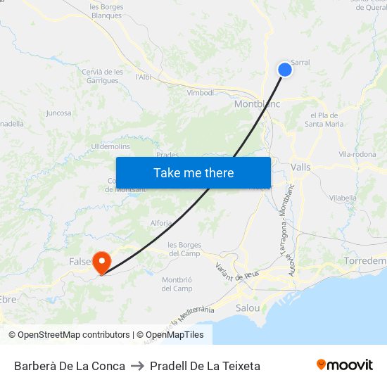 Barberà De La Conca to Pradell De La Teixeta map