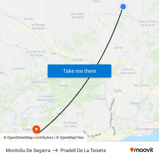 Montoliu De Segarra to Pradell De La Teixeta map