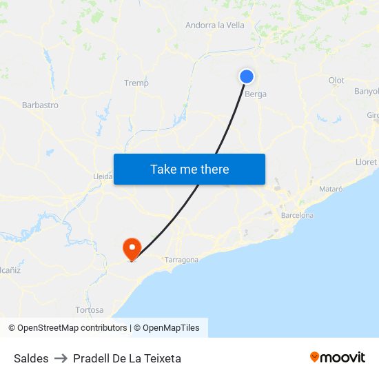 Saldes to Pradell De La Teixeta map