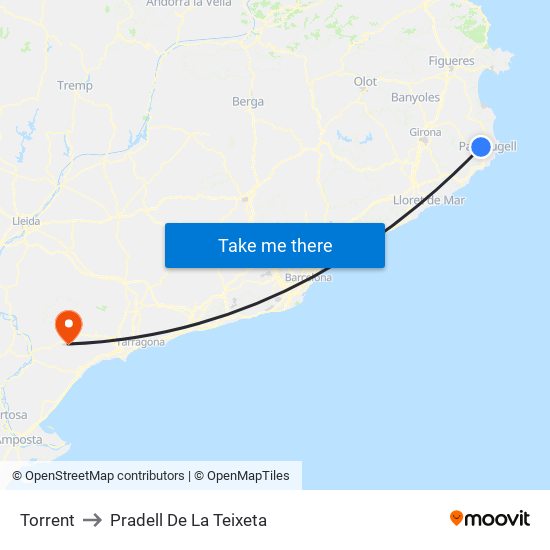 Torrent to Pradell De La Teixeta map