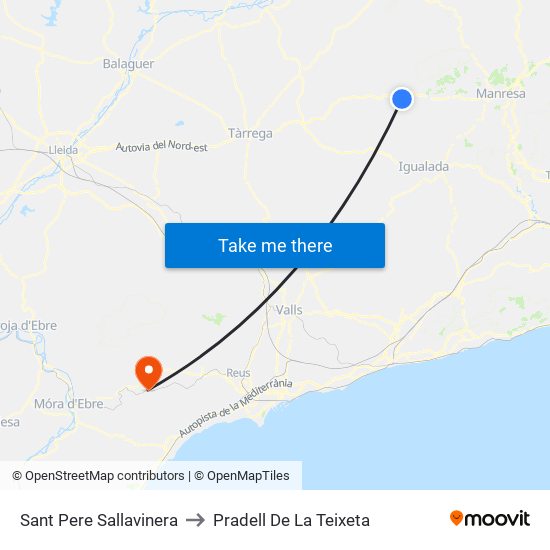 Sant Pere Sallavinera to Pradell De La Teixeta map