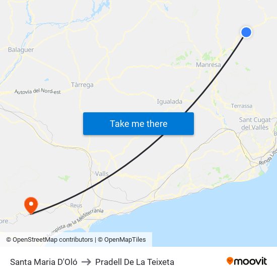 Santa Maria D'Oló to Pradell De La Teixeta map