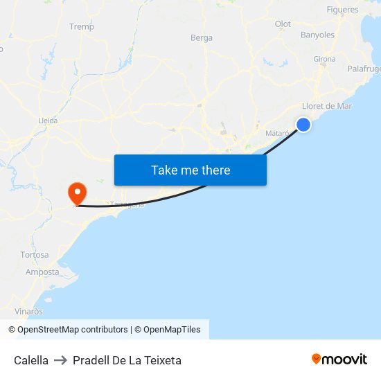 Calella to Pradell De La Teixeta map
