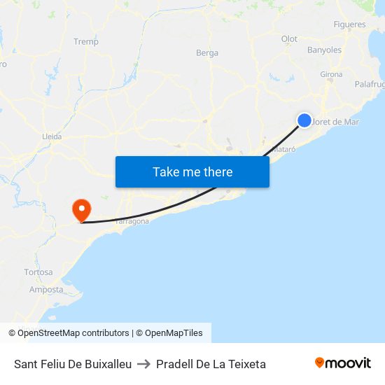 Sant Feliu De Buixalleu to Pradell De La Teixeta map