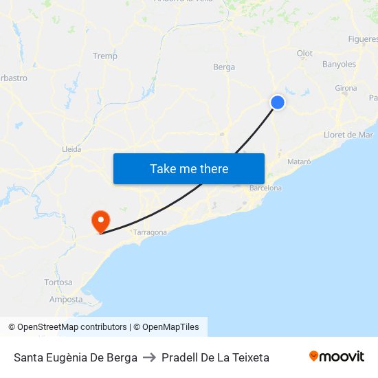 Santa Eugènia De Berga to Pradell De La Teixeta map