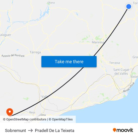 Sobremunt to Pradell De La Teixeta map