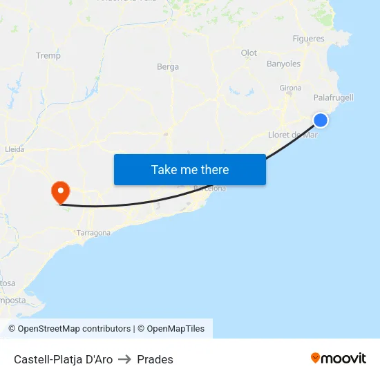 Castell-Platja D'Aro to Prades map