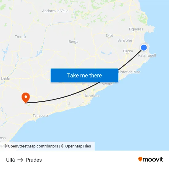 Ullà to Prades map