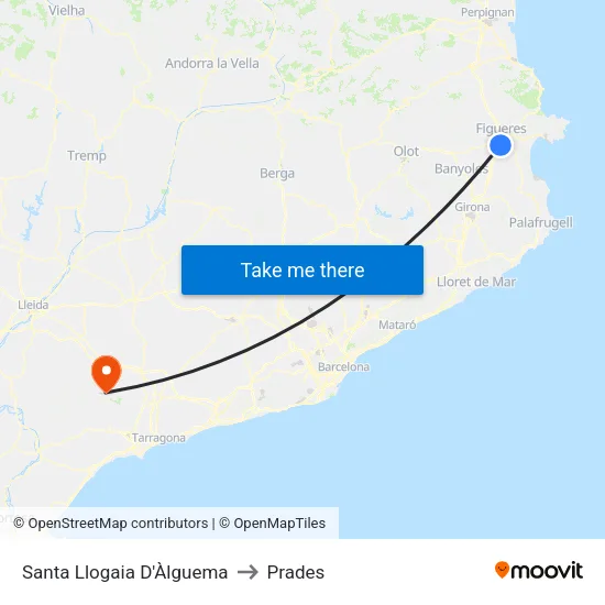 Santa Llogaia D'Àlguema to Prades map