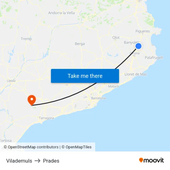 Vilademuls to Prades map