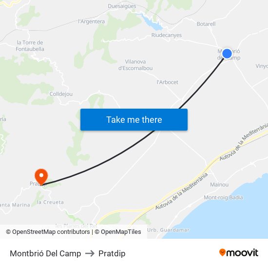 Montbrió Del Camp to Pratdip map