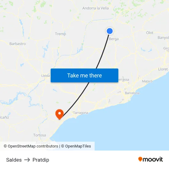 Saldes to Pratdip map