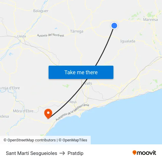 Sant Martí Sesgueioles to Pratdip map
