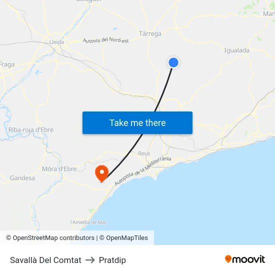 Savallà Del Comtat to Pratdip map