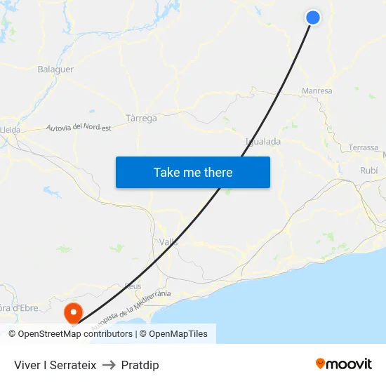 Viver I Serrateix to Pratdip map