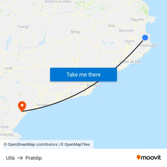 Ullà to Pratdip map