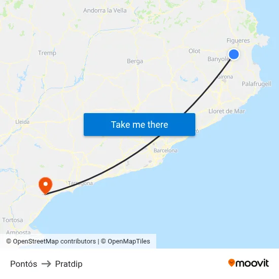 Pontós to Pratdip map
