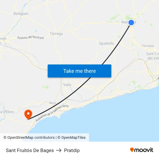 Sant Fruitós De Bages to Pratdip map
