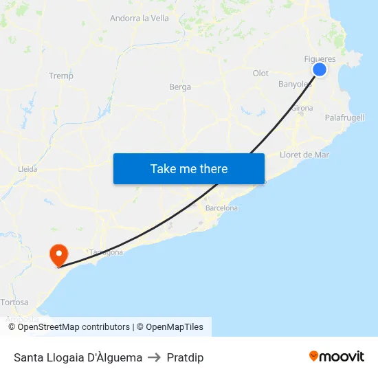 Santa Llogaia D'Àlguema to Pratdip map