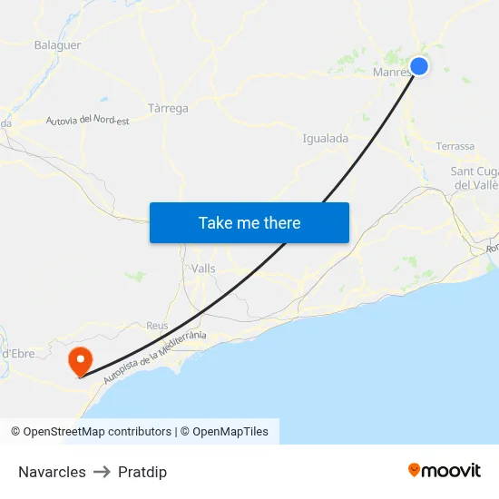 Navarcles to Pratdip map