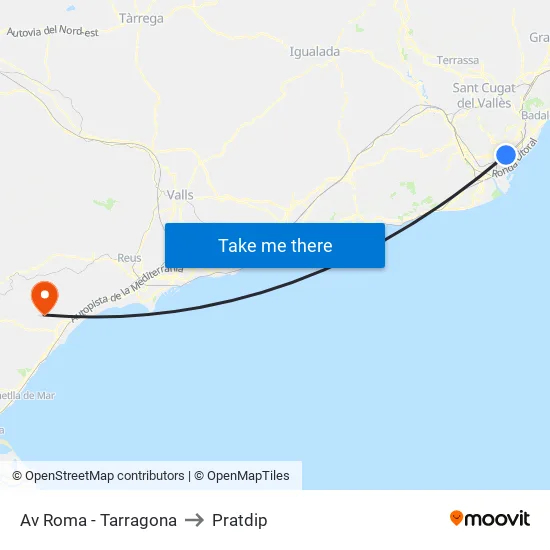Av Roma - Tarragona to Pratdip map