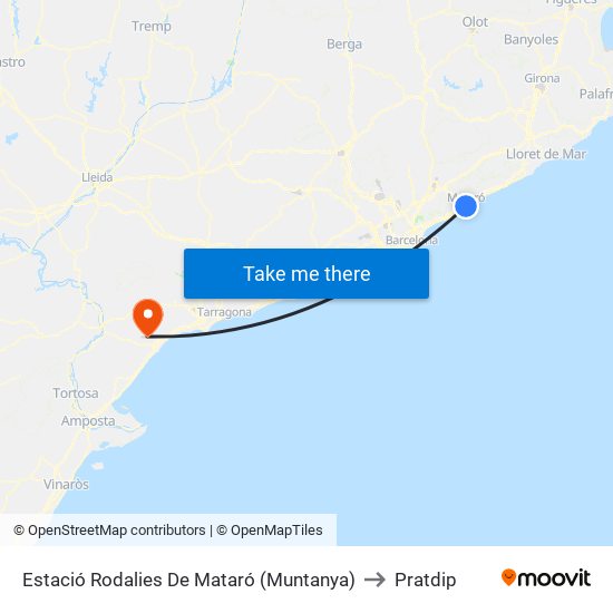 Estació Rodalies De Mataró (Muntanya) to Pratdip map