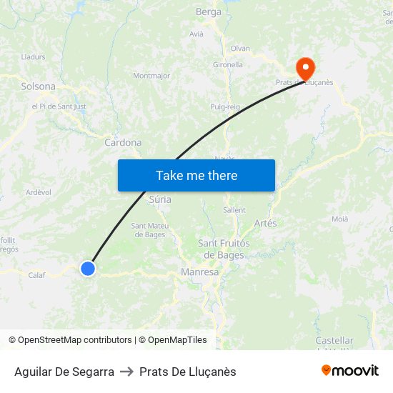 Aguilar De Segarra to Prats De Lluçanès map