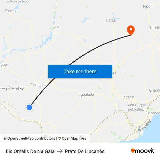 Els Omells De Na Gaia to Prats De Lluçanès map