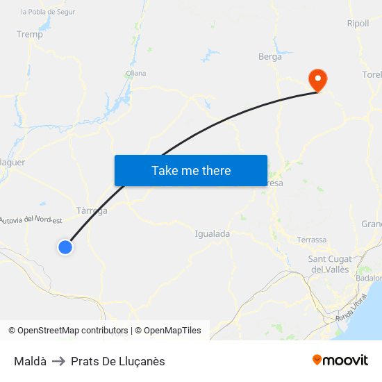 Maldà to Prats De Lluçanès map