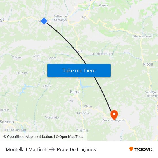 Montellà I Martinet to Prats De Lluçanès map