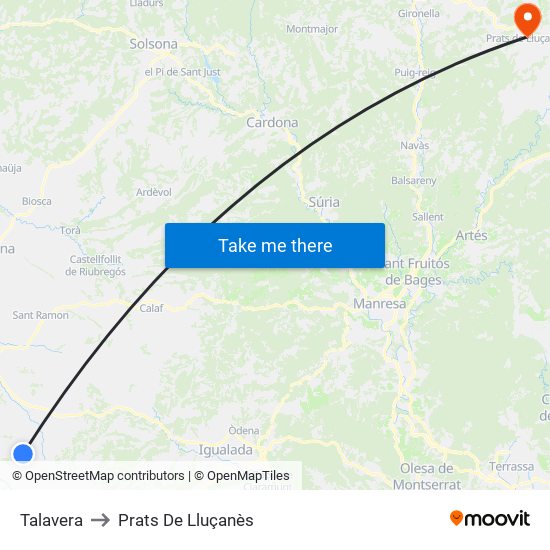 Talavera to Prats De Lluçanès map
