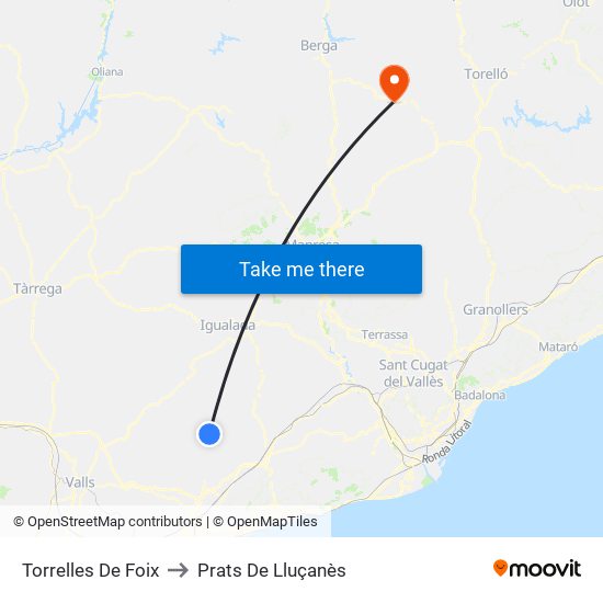 Torrelles De Foix to Prats De Lluçanès map