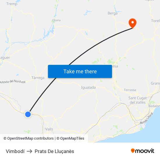 Vimbodí to Prats De Lluçanès map