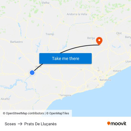 Soses to Prats De Lluçanès map
