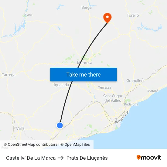 Castellví De La Marca to Prats De Lluçanès map